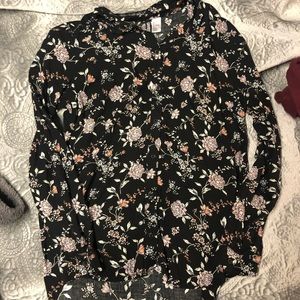 Black Floral Button Down size 4